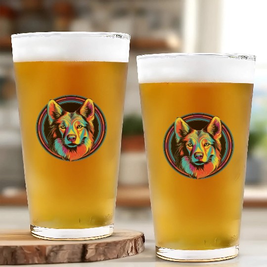 German Shepherd Funny Dog Street Art Comic Pet Glass Cups