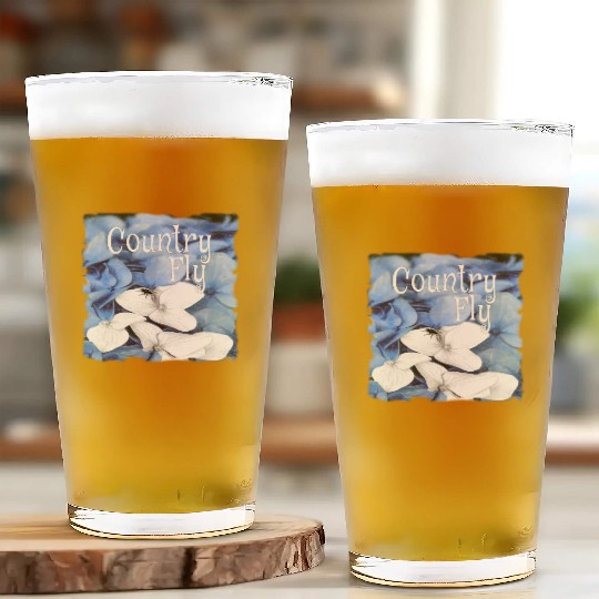 Country Fly Blue Hydrangea Watercolor Clothing Glass Cups