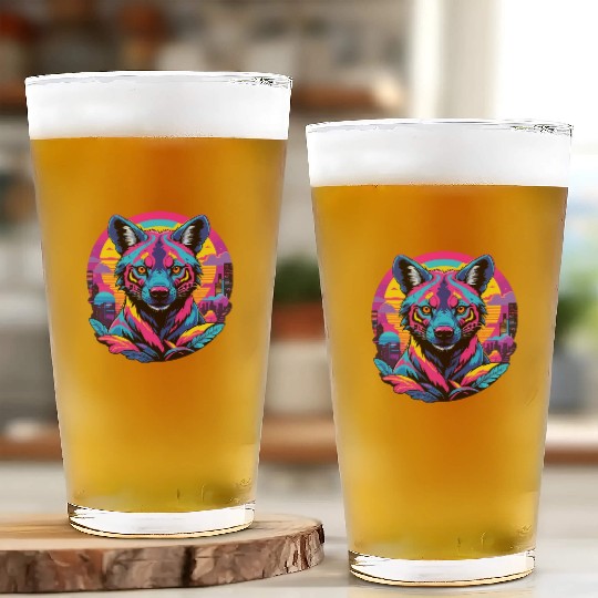 Neon Wild - Urban Hyena Portrait Glass Cups