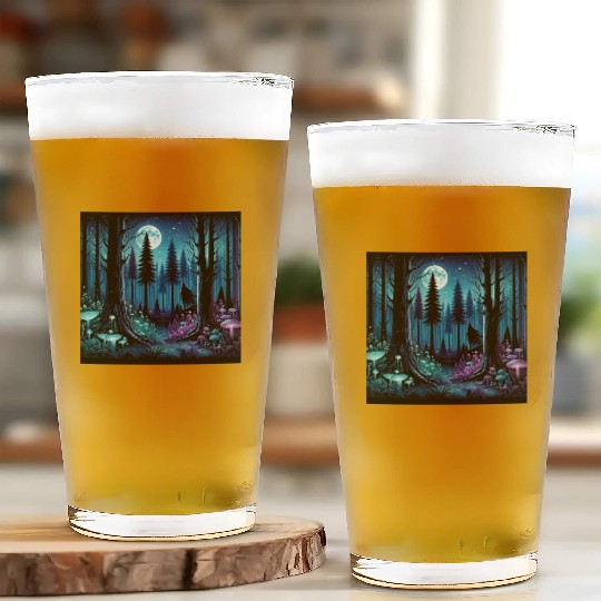 Mystic Moonlit Enchanted Forest Glass Cups