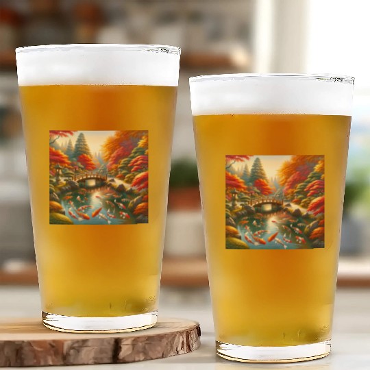 Autumn Harmony Serene Japanese Garden Glass Cups