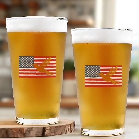 Hummingbird Us Flag Us American Flag Glass Cups