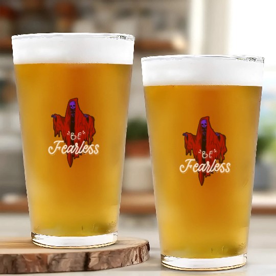 Skull Skeleton Horror Be Fearless Logo Glass Cups