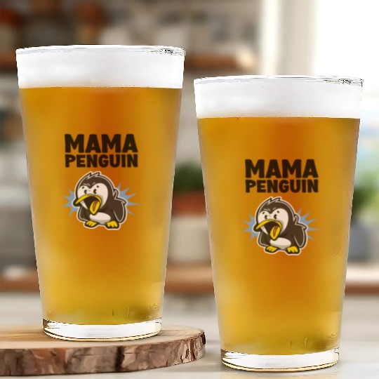 Penguin Mama Flightless Bird Lover Mother's Day Mo Glass Cups