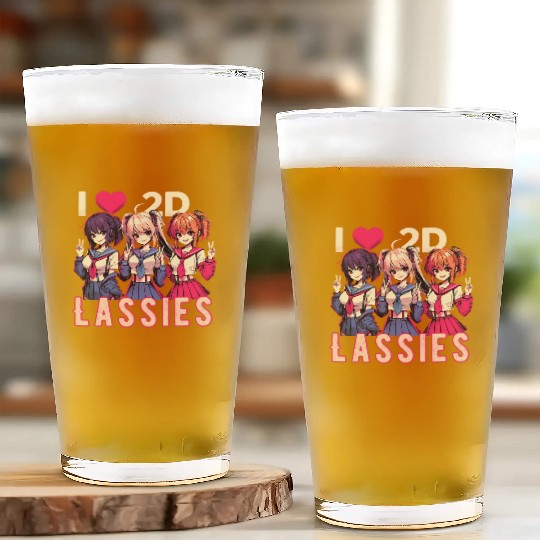 I Love 2D Lassies Anime Manga Waifu Otaku Novel Glass Cups
