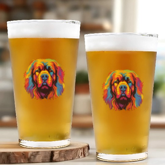 Watercolor Colorful Tibetan Mastiff Glass Cups