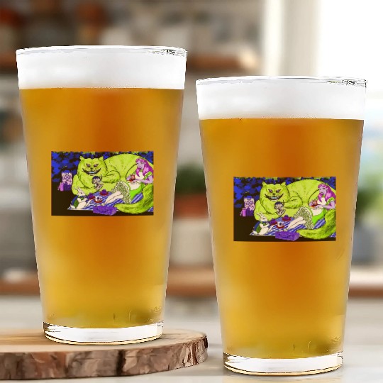 Alice in Picnic land Black (Light Version) Glass Cups