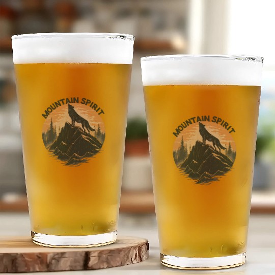 Mountain Majesty Wolf Howling on the Peak Glass Cups