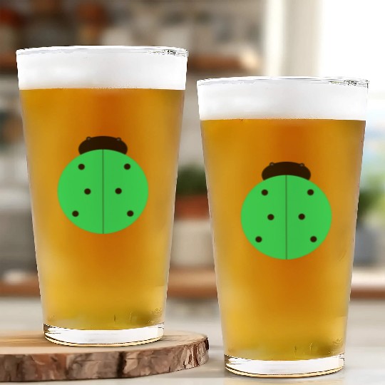 green ladybug Glass Cups