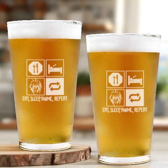 Eat Sleep Anime Repeat Glass Cups