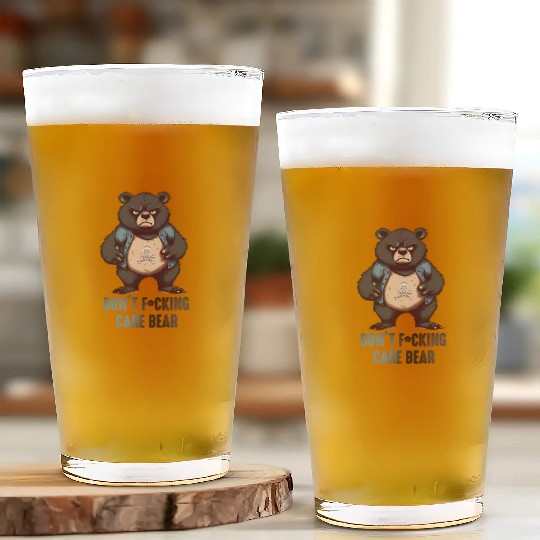 Don't F*cking Care Bear Glass Cups