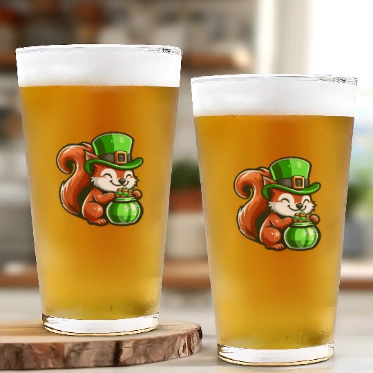 St. Patrick's Day Cute Squirrel Comic Design Glass Cups