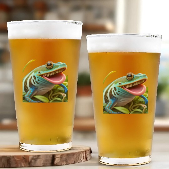 Blue Tongue Skink & Hornworms Design Glass Cups