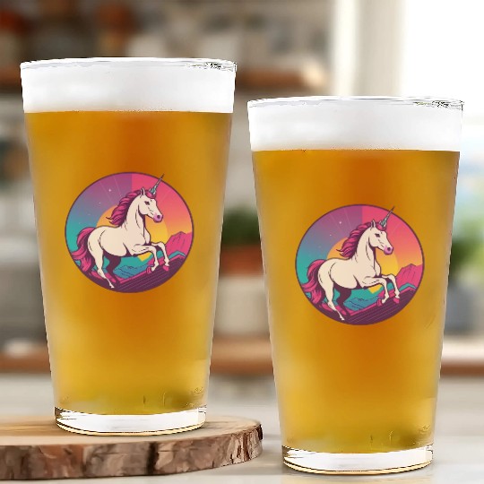 Synthwave Unicorn 1 Glass Cups