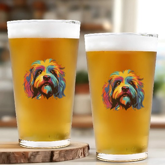 Watercolor Colorful Tibetan Spaniel Glass Cups