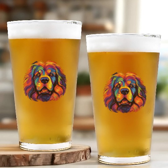 Watercolor Colorful Tibetan Mastiff Glass Cups