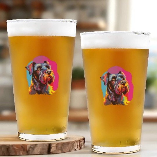 Watercolor Colorful Giant Schnauzer Glass Cups