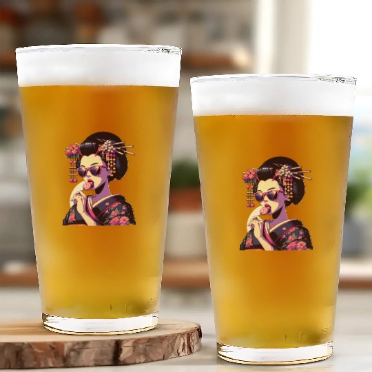 Japanese Geisha in Kimono, Geishas from Kyoto Glass Cups