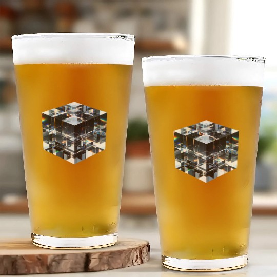 Abstract Crystal Cubes Glass Cups