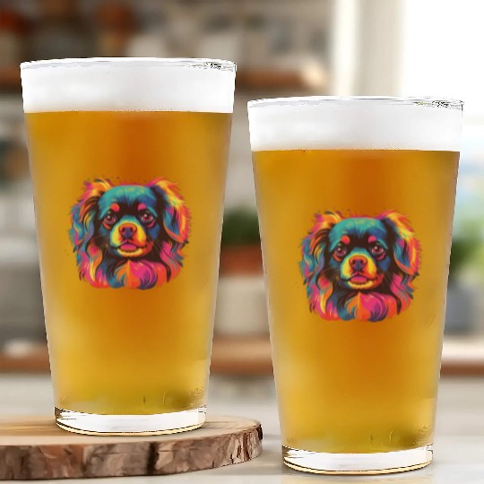 Watercolor Colorful Tibetan Spaniel Glass Cups