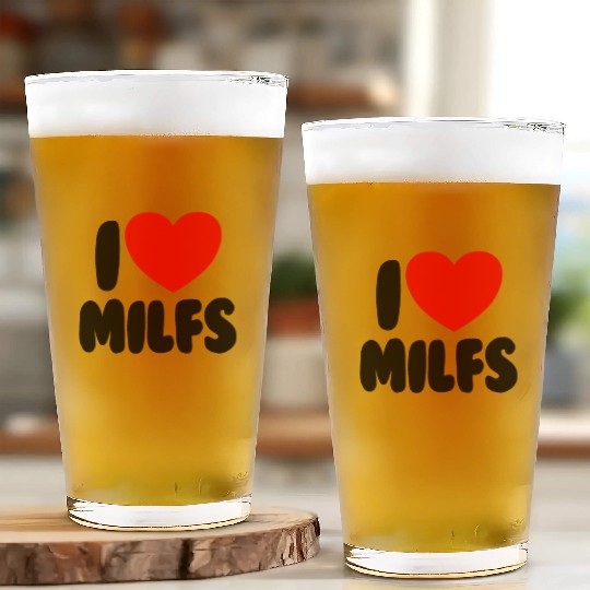 I Love MILFS Red Heart Love Hot Moms I Love MILFS Glass Cups