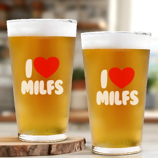 I Love MILFS Red Heart Love Hot Moms I Love MILFS Glass Cups