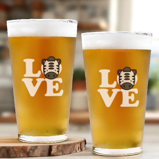 LOVE Zebra Funny Stripes Animal Face African Pun Glass Cups