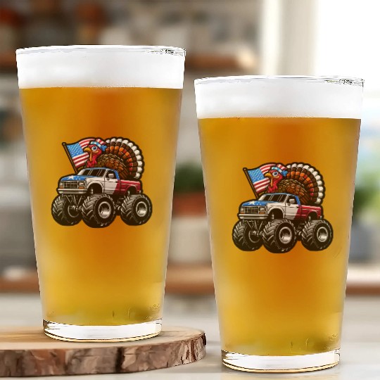 Turkey Riding Monster Truck 4th Of July Independen Glass Cups