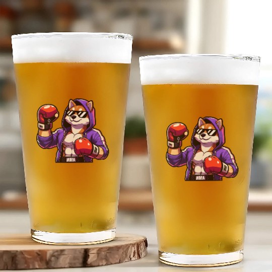 MMA Fighter Fox with Purple Jacket Glass Cups