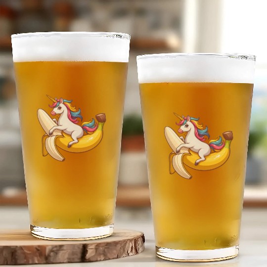 Unicorn on banana Glass Cups