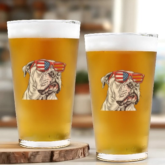 Dogo Argentino dog. 4th of July and memorial day Glass Cups
