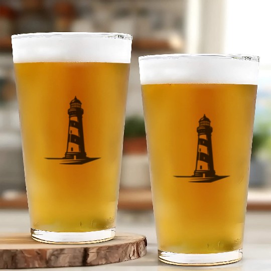 Old Lonely Striped Coastal Lighthouse Glass Cups