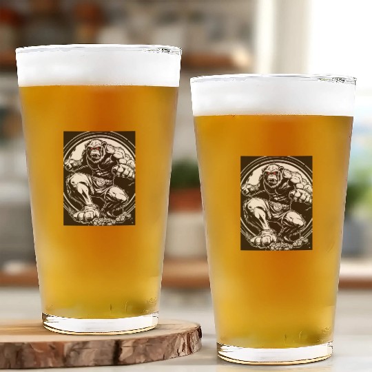Zombie ape street fighter black and white circle l Glass Cups