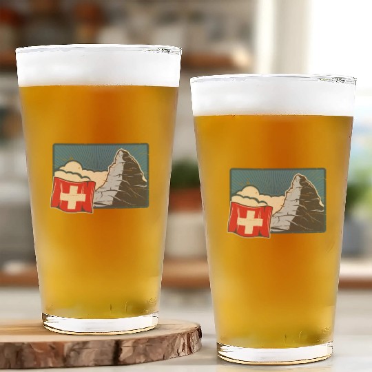 Vacation Skiing, Hiking, Mountain Switzerland Glass Cups