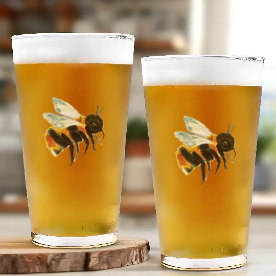 Cute Bumble Bee Flying Illustration Glass Cups