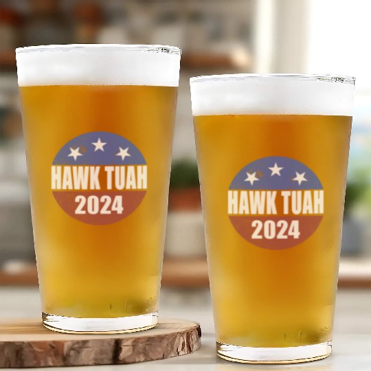 Hawk Tuah 2024 Election Button Hawk Tuahhawk tuah Glass Cups