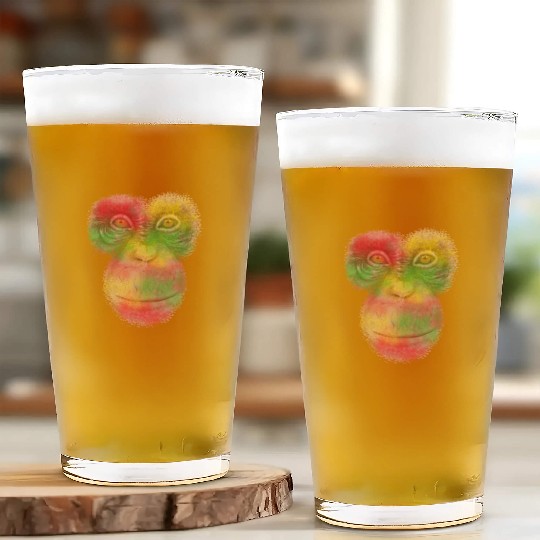 Colorful Retro Monkey Face Glass Cups - Funny Monkey