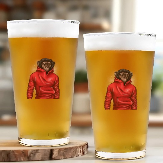 Monkey Wearing A Red Glass Cups Animal Lover Graphic
