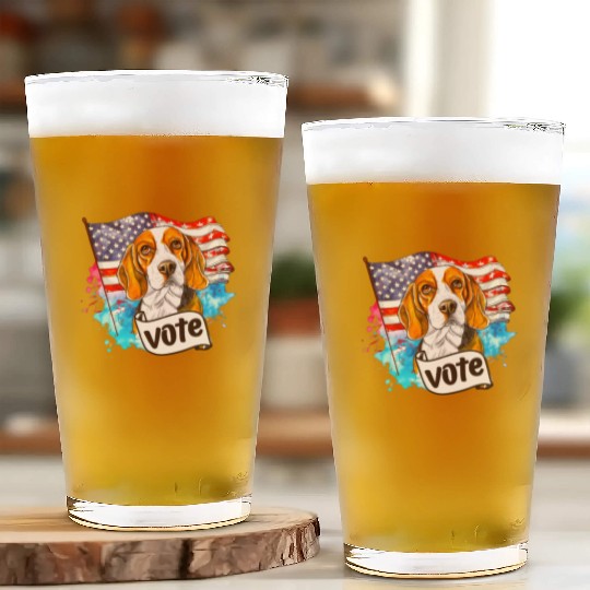Beagle Dog Vote US Flag Election 2024 Glass Cups