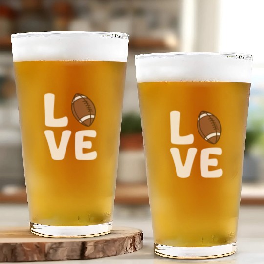 Football Heart I Love Football Glass Cups