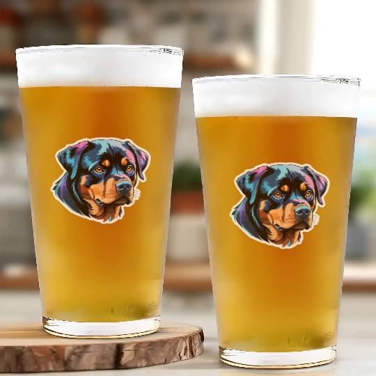Rottweiler Watercolor Glass Cups