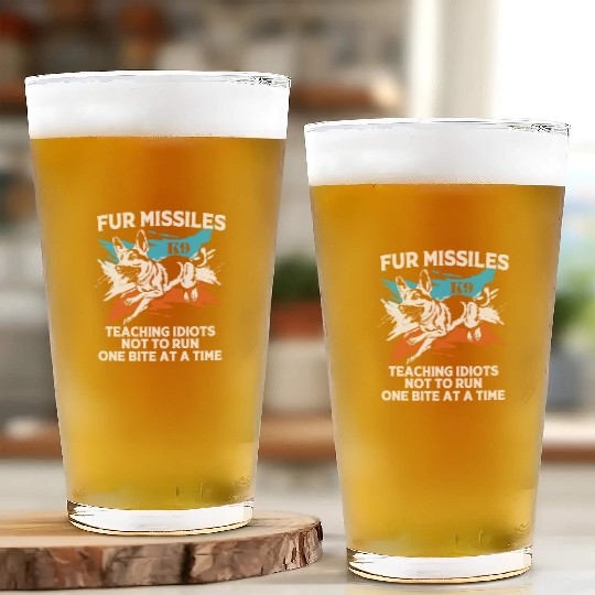 Funny K9 Dog One Bite At A Time Fur Missiles Glass Cups