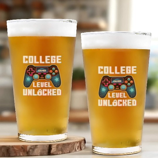 College Level Unlocked, Gamer, Students Gift Glass Cups
