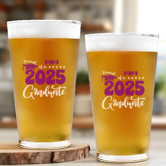 Proud Papa Graduate 2025 Senior Class of 2025 Grad Glass Cups