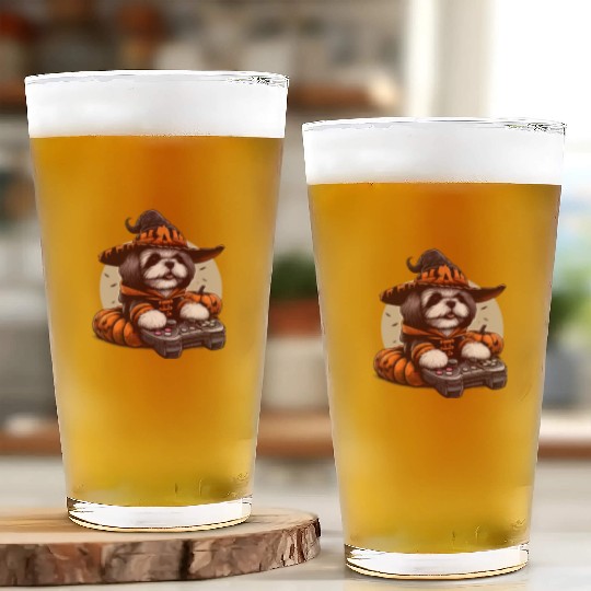Gamers design for dog lovers and Halloween Glass Cups