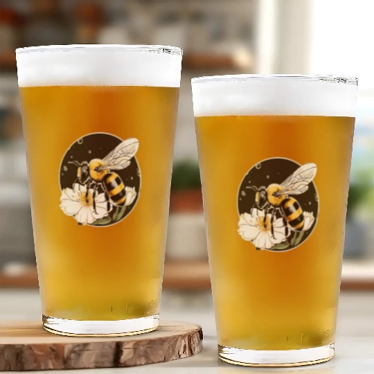 Bumble Bee on a Flower in a Bubble Glass Cups