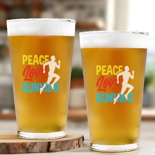 Peace Love Running Design For Runners Glass Cups