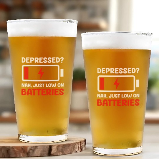 Depression Awareness Just Low On Batteries Glass Cups