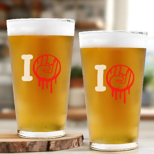 I Love Heavy Metal Hard Rock Music Graffiti Heart Glass Cups