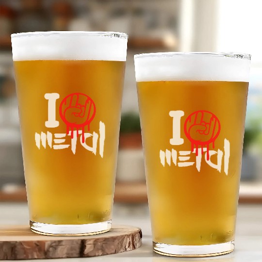 I Love Heavy Metal Hard Rock Music Graffiti Heart Glass Cups
